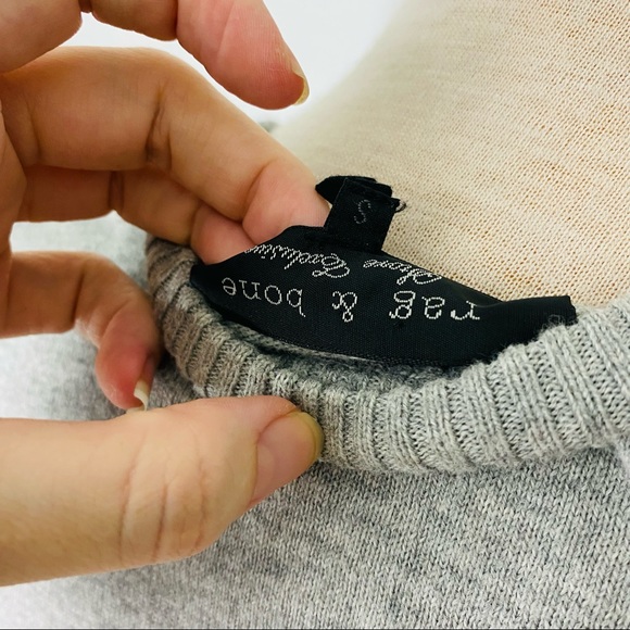 Rag & Bone V-Neck Orange and Gray Striped Sweater Cotton Cashmere Blend - Picture 4 of 4